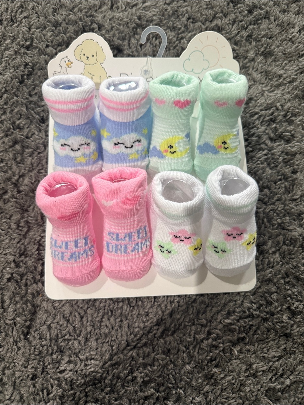 Baby Girl 8-Pack Cute Cloud & Heart Ankle Socks
